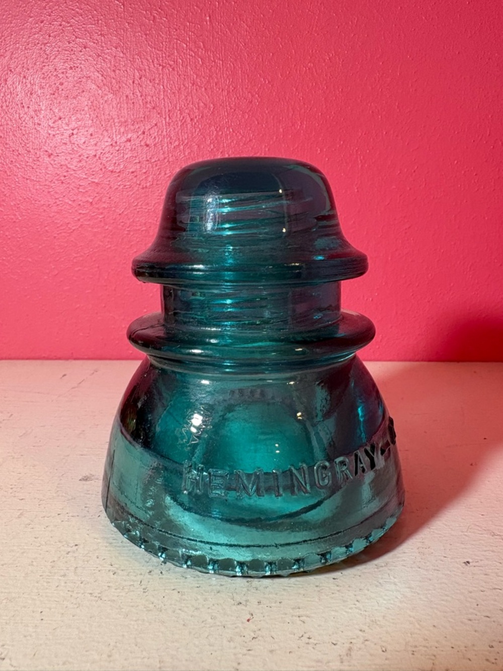 Hemingray 42 * Electric Insulator Teal Aqua Retro Collectible Glass Display Home